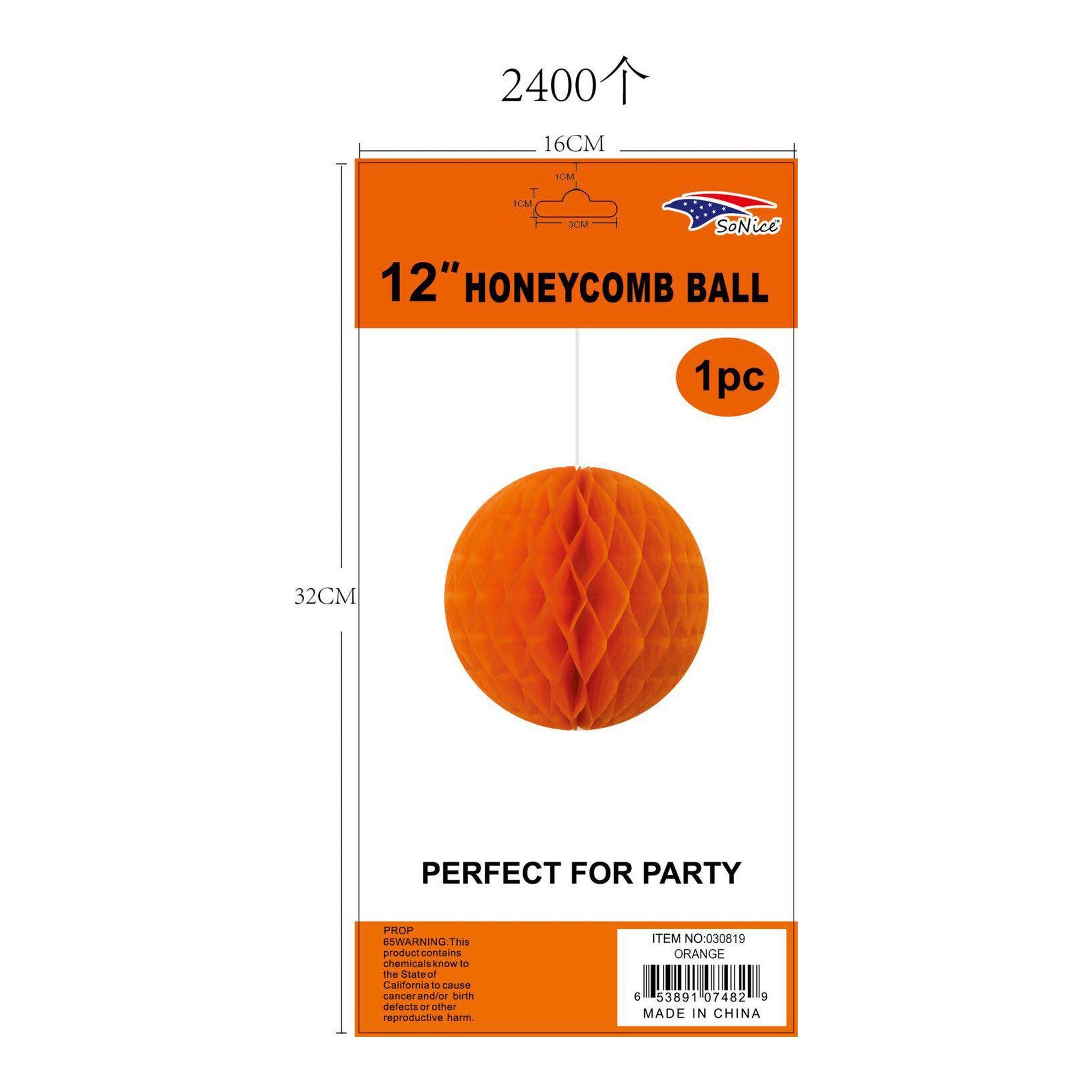 (c) 12" Honeycomb Oramge